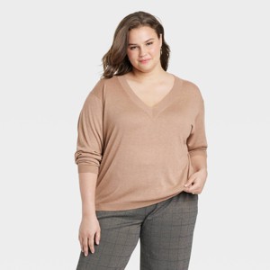 Women's Fine Gauge V-Neck Pullover Sweater - A New Day™ - 1 of 3