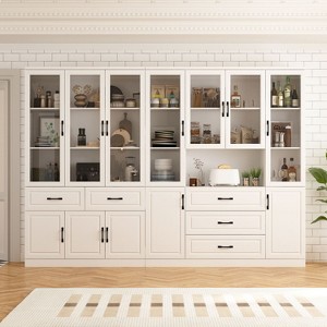 Famapy Large Combo Storage Cabinet Glass Doors  Modular Cabinets - 1 of 4