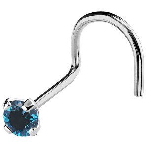 Jewelry Avalanche 22G 14K Gold Nose Screw Nose Stud with Blue Diamond - 1 of 3