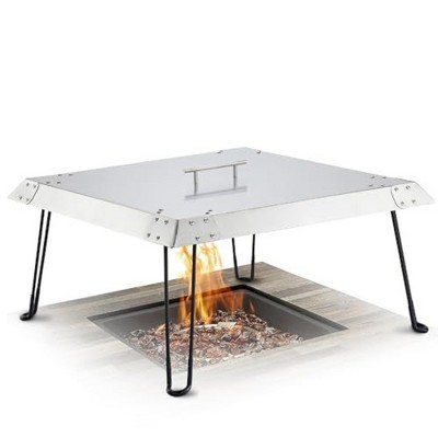 Maplefield Fire Pit Heat Deflector - All-In-One Heat Deflector and Fire Pit Cover - Weather-Resistant Fireplace Cover
