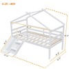 Luxystar Twin Low Loft House Bed with Slide, Ladder, Safety Guardrails and House Roof Frame for Kids' Room - 2 of 4
