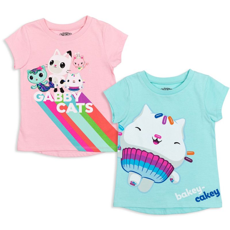 Dreamworks Gabby's Dollhouse 2 Pack Graphic T-Shirts Pink/Blue , 1 of 10