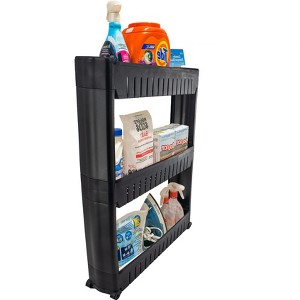 5 Star Super Deals Slim Rolling Storage Cart for Bathroom and Laundry Organization - Narrow Space-Saving Mobile Shelving Utility Cart 3-Tier - 1 of 4