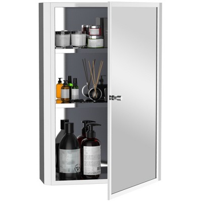 Stainless Steel Wall-Mounted Bathroom Mirror Cabinet with Shelves