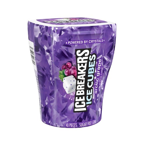 ICE BREAKERS Ice Cubes Arctic Grape Sugar Free Chewing Gum Bottles, 3.24 oz  (6 Count, 40 Pieces)