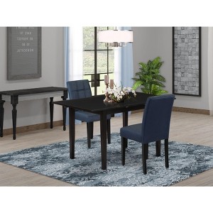 East West Furniture 3-Piece Dining Room Table Set- 2 Wooden Chairs with Wooden Seat and Slatted Chair Back - Butterfly Leaf Rectangular Table - Oak - 1 of 4
