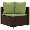 vidaXL Patio Sofa Set with Cushions Garden Furniture 10 Piece Poly Rattan - Brown and Green - 3 of 4
