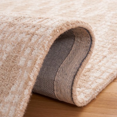 Ivory and Blue Handmade Tufted Wool Abstract Area Rug, 3' x 5'