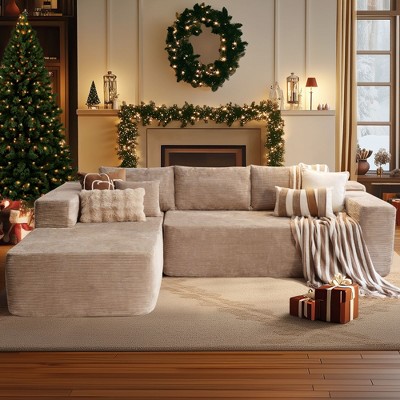 XIZZI Modular Sectional Sofa Couch, L/U-Shape Upholstered Couch, Modern Minimalist Couches for Living Room, Free Combination Deep Seat Corner Couch