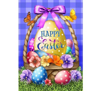 Briarwood Lane Garden Flag 12x18 For Outdoor Happy Easter Egg Basket For Easter Garden Flag Flags For Outside - 1 of 4