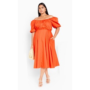Women's Plus Size Rosabella Dress - tangerine | CITY CHIC - 1 of 4