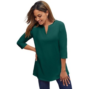 Jessica London Stretch Cotton Notch Neck Tunic - 1 of 4