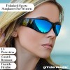 grinderPUNCH Super Dark Polarized Black Sunglasses  Biker Style Rider  Wrap Around Style Lightweight UV Protection - 3 of 4