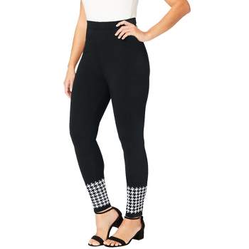 Ellos Women's Plus Size Knit Capri Leggings - 38/40, Black Multi