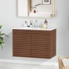 APRILSOUL Bathroom Vanity, Mid-Century Wall Mounted Floating Cabinet with 2 Closing Doors, Wood Grain Texture, Walnut - 4 of 4