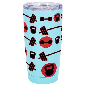 100 North 20 Ounce Stainless Steel On the Go Travel Tumbler With Push Top Lid, Workout Weights Teal - 1 of 4