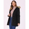 INSPIRE CHIC Women's Winter Coats Windproof Flap Pockets Long Puffer Parka Barn Jackets with Faux Fur Hood - 3 of 4