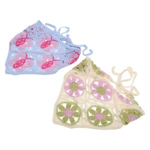 Unique Bargains Butterfly Flowers Knitted Triangle Bandana Purple Beige 2 Pcs - 1 of 4