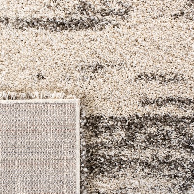 Ivory and Gray 7' x 7' Square Shag Area Rug