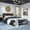 VECELO Queen Size Upholstered Bed Frame with Storage End of Bed Bench, Platform Bed with Headboard & Charging Station, Black - 2 of 4