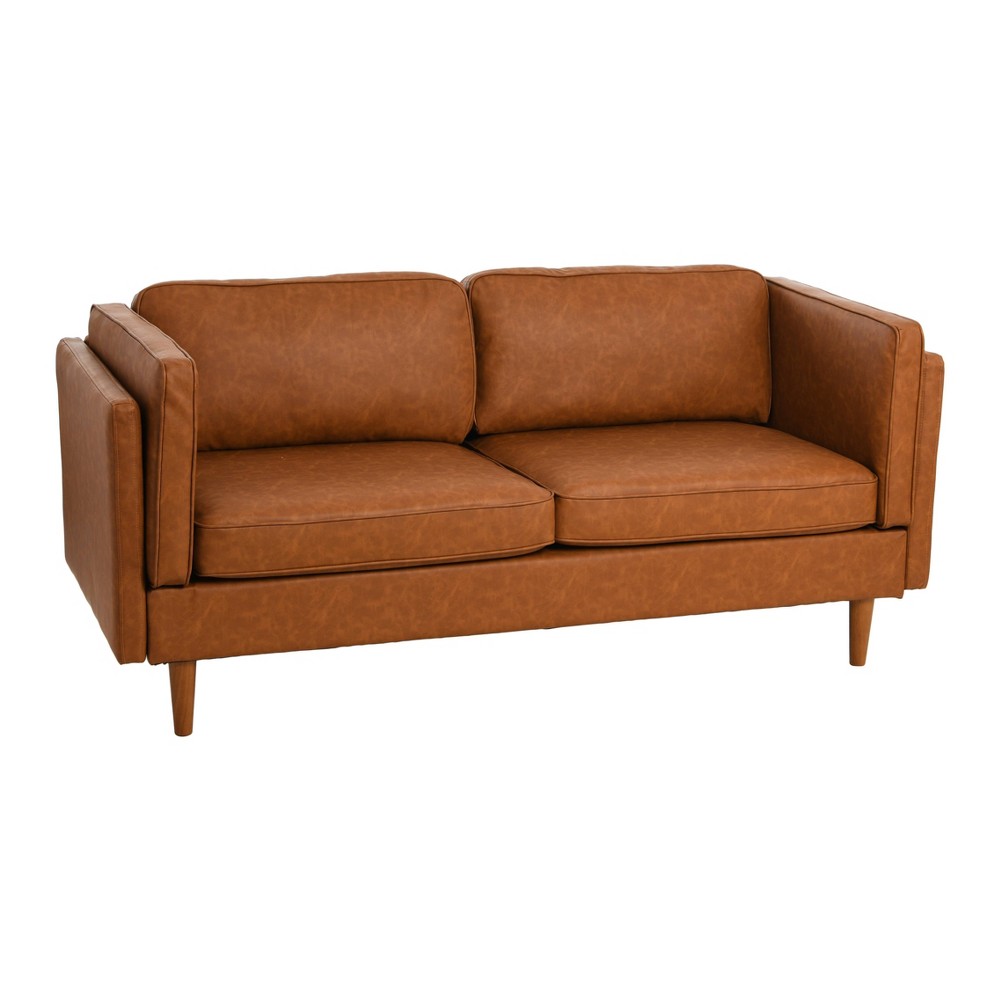 Photos - Sofa Storied Home Atley  Brown: Upholstered Polyester, Rubberwood Legs, Spot Clean, Adult Assembly