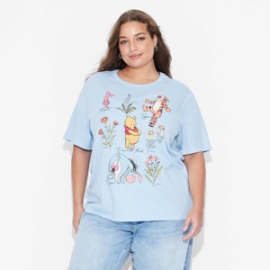 Women's Winnie the Pooh and Friends Short Sleeve Graphic T-Shirt - Blue - 1 of 3