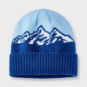 Boys' Mountain Beanie - Cat & Jacks™ Blue/White - 1 of 3