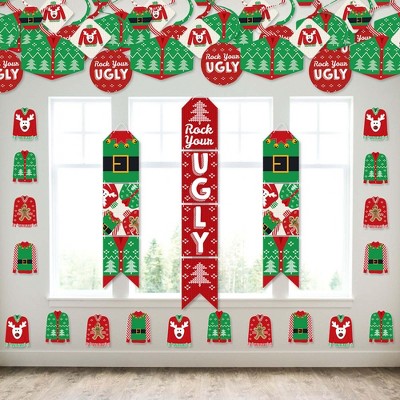 Big Dot of Happiness Ugly Sweater - Wall and Door Hanging Decor - Holiday and Christmas Party Room Decoration Kit