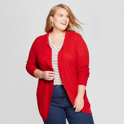 women's plus size red cardigan