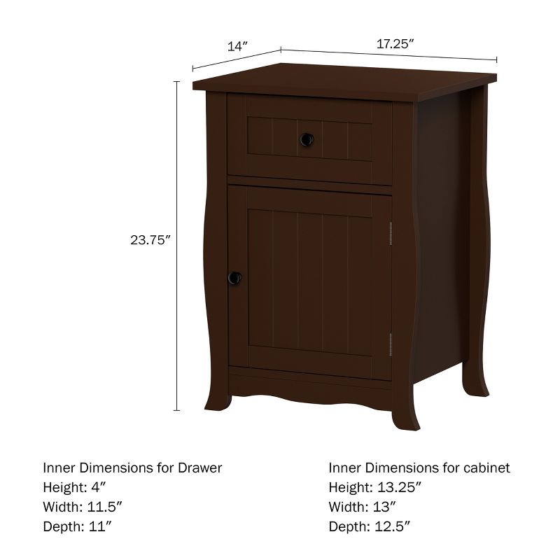 Hastings Home End Table with Storage Drawer & Cabinet, Dark Brown, 3 of 8