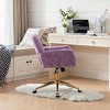 Artificial Rabbit Fur Home Office Chair, Adjustable Swivel Desk Chair with Gold Metal Base and Wheels – The Pop Home - 3 of 4