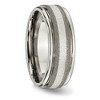Black Bow Jewelry Mens 8mm Titanium Sterling Silver Inlay Stone Finish Grooved Edge Band - 4 of 4