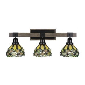 Toltec Lighting Tacoma 3 - Light Vanity in  Black/Painted Wood with 7" Grand Merlot Art Glass Shade - 1 of 1