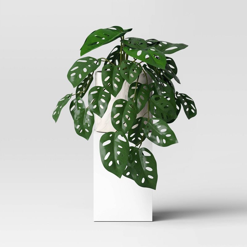 Small Artificial Monstera Plant in Marble Pot - Threshold&#8482;, 1 of 6