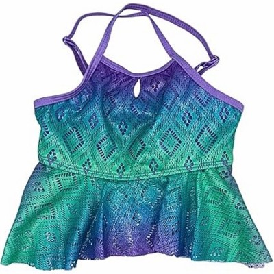 GO COCO Little Girls’ 2-Piece Lace Design Tankini Swimsuit Set, Violet Lace, 5/6 — фото 3