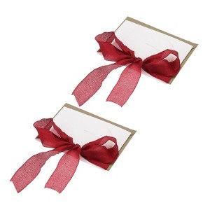 Unique Bargains His and Her Wedding Vows Books Ribbon Card 6.7x4.7 Inch 2 Pcs - 1 of 4
