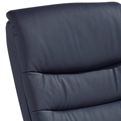 Midnight Blue Faux Leather Swivel Recliner with Adjustable Headrest