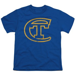 New York City College Of Technology Distressed Primary Logo Kids T-Shirt For Youth Royal Blue - 1 of 4