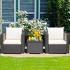 Tangkula 3PCS Rattan Patio Conversation Furniture Set Outdoor Sofa Set w/ Cushions - 2 of 4