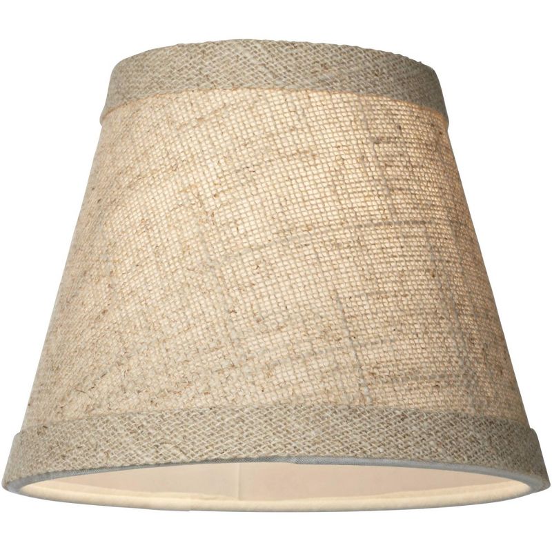 Springcrest Set of 6 Empire Lamp Shades Fine Burlap Natural Small 3" Top x 5" Bottom x 4" High Candelabra Clip-On Fitting, 5 of 8