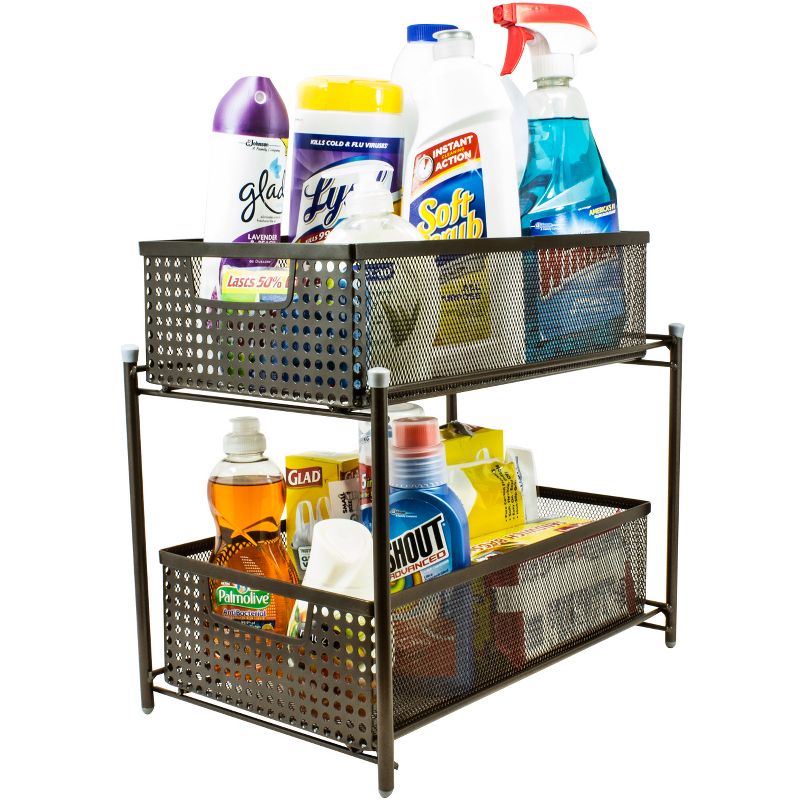 Sorbus 2 Tier Organizer Baskets with Mesh Sliding Drawers Bronze, 3 of 7