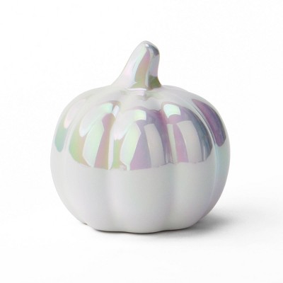 Medium Ceramic Iridescent Pumpkins White - Bullseye's Playground™