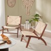 GlasFlength Accent Chairs, Natural Rattan Weave, Brown Frame, Simple and Stylish, Suitable for Living Room, Brown, 24.8"*28.7"*28.3" - 3 of 4