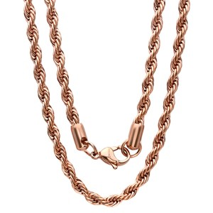 Steeltime Men's stainless steel rope chain necklace. Color Options: Silver, Gold, Black, Rose Gold. Size: 24", 30" - 1 of 4