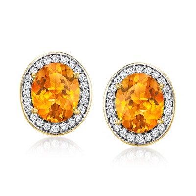 Ross-Simons 4.50 ct. t.w. Citrine and .60 ct. t.w. White Topaz Earrings in 18kt Gold Over Sterling