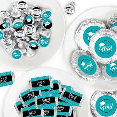 Big Dot of Happiness 2025 Teal Graduation Party Candy Favor Sticker Kit - 304 Pieces