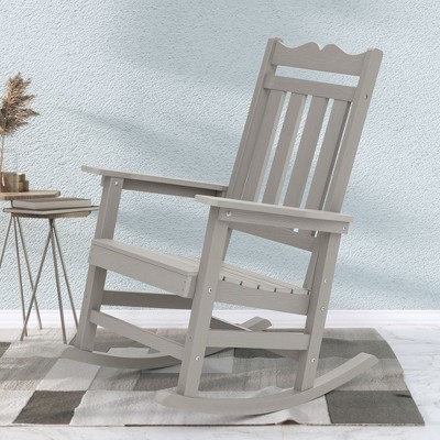 Sonkuki Patio Outdoor Adirondack Rocking Chair with Big Armrests, Weather Resistant, Easy Installation, Lawn and Backyard