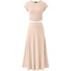 Women's Summer Knit Short Sleeve Top And Casual High Waist Midi Skirt Set - 3 of 4