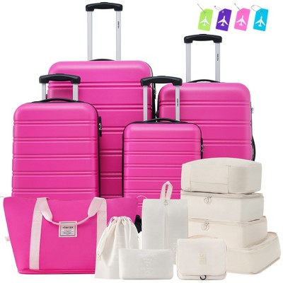4 Pcs Expandable Abs Hard Shell Luggage Set With Spinner Wheels And Tsa ...