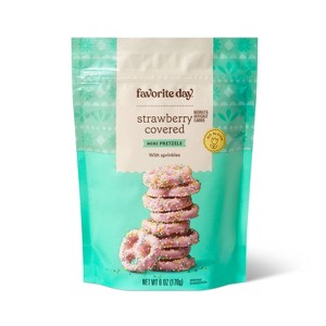 Spring Easter Pink Strawberry Coated Mini Pretzel Twists - 6oz - Favorite Day™ - 1 of 3